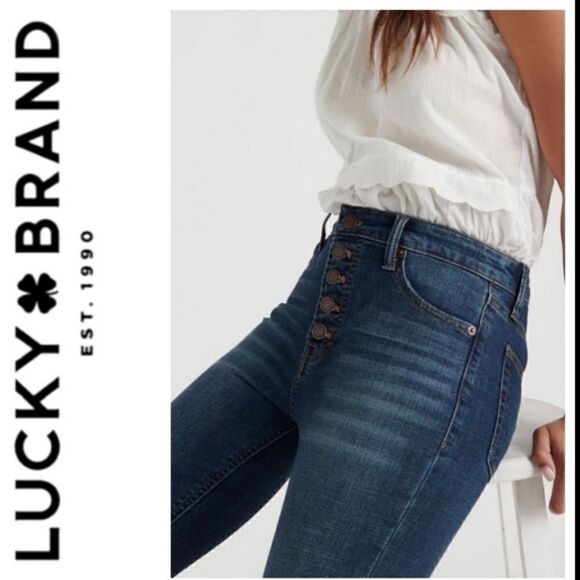 Lucky Brand High Rise Bridgette Button Up Skinny Jeans 00/24 - Picture 2 of 6
